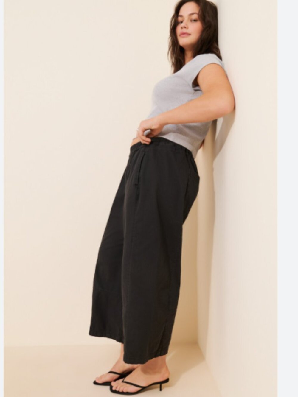 Pilcro IZZIE Black Cropped Wide-Leg Pants from Anthropologie